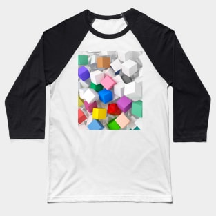 3D colored Candy cubes Baseball T-Shirt